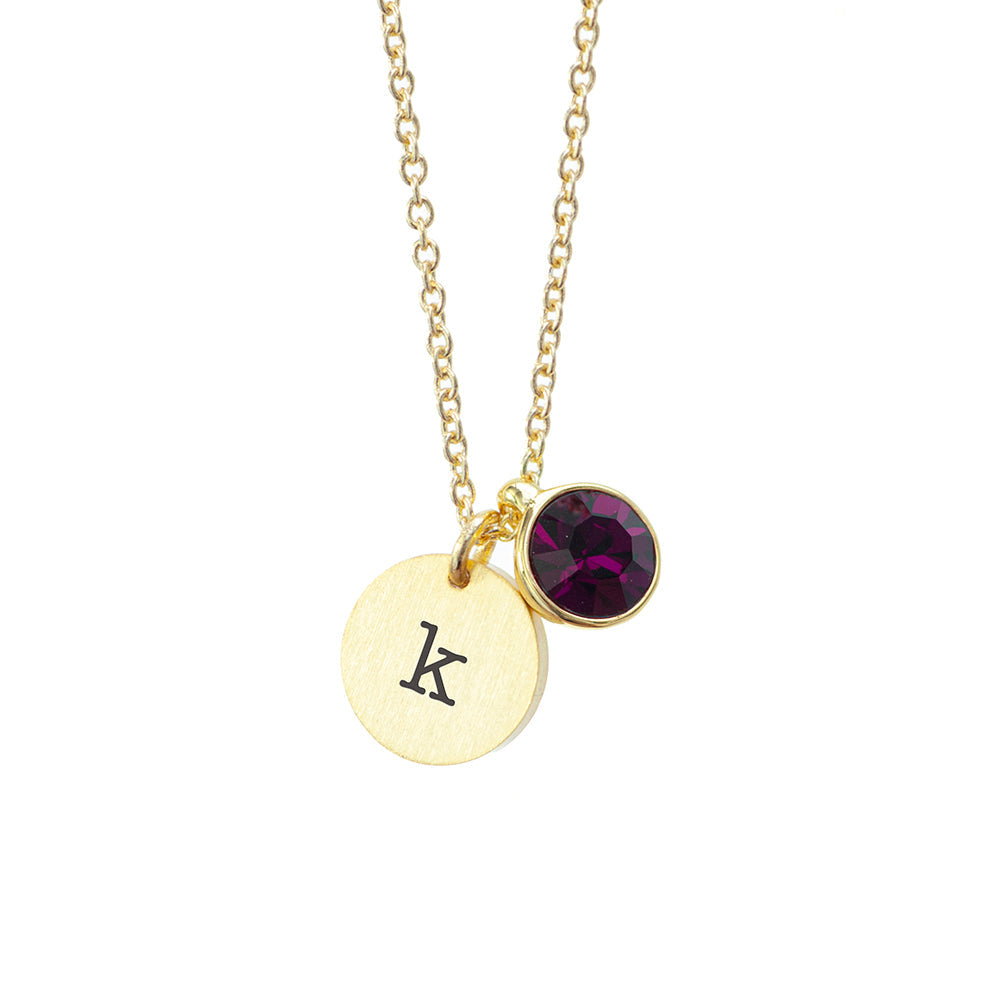 Personalised Monogram Gold Birthstone Crystal & Disc Necklaces: 23 - Necklaces By Gift Moments