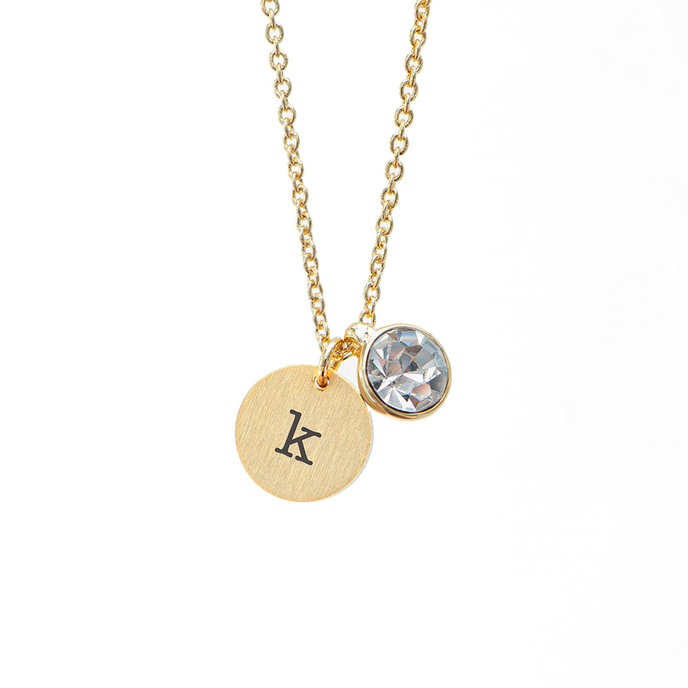 Personalised Monogram Gold Birthstone Crystal & Disc Necklaces: 21 - Necklaces By Gift Moments