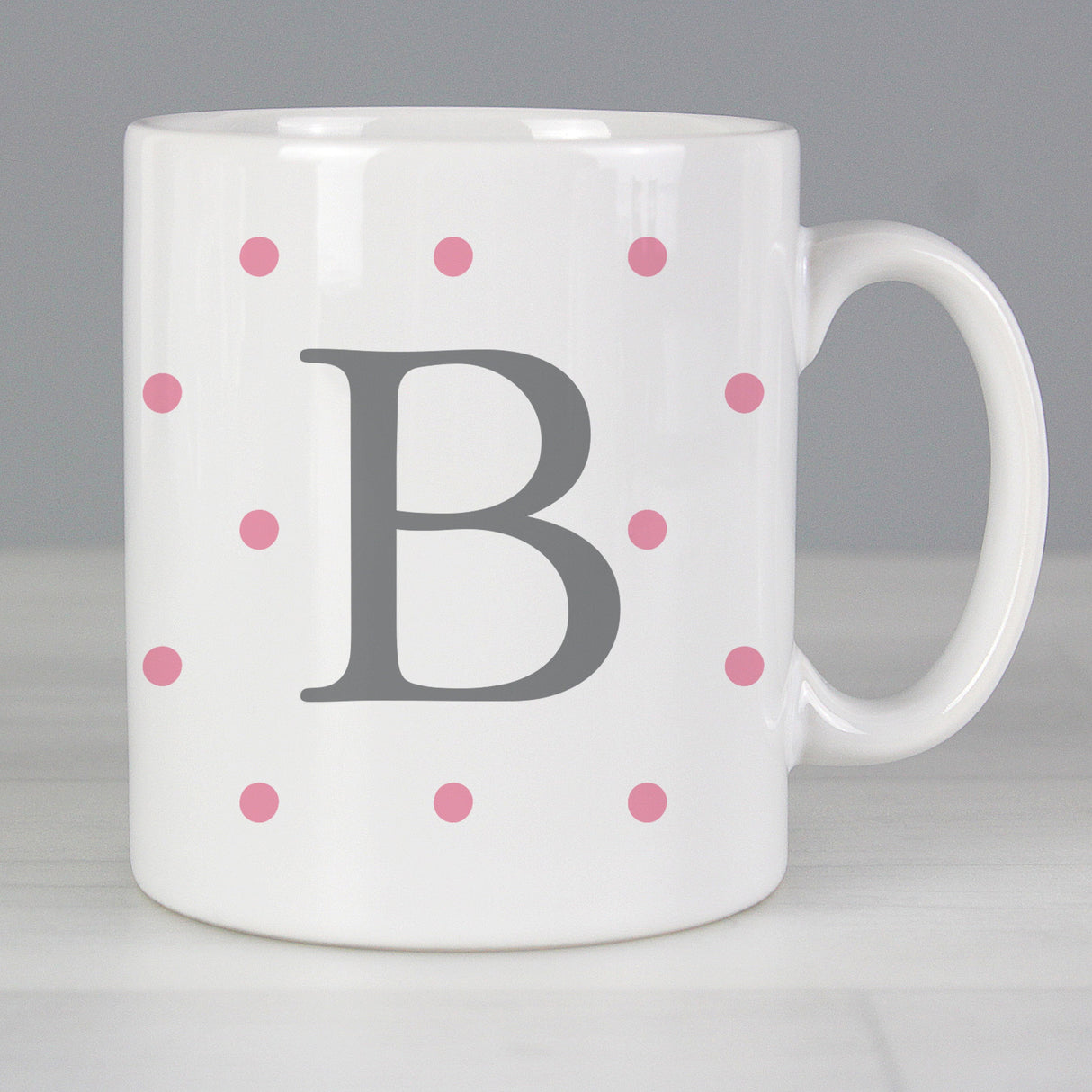 Personalised Monogram Pink Spot Mug: 3 - Mugs By Gift Moments