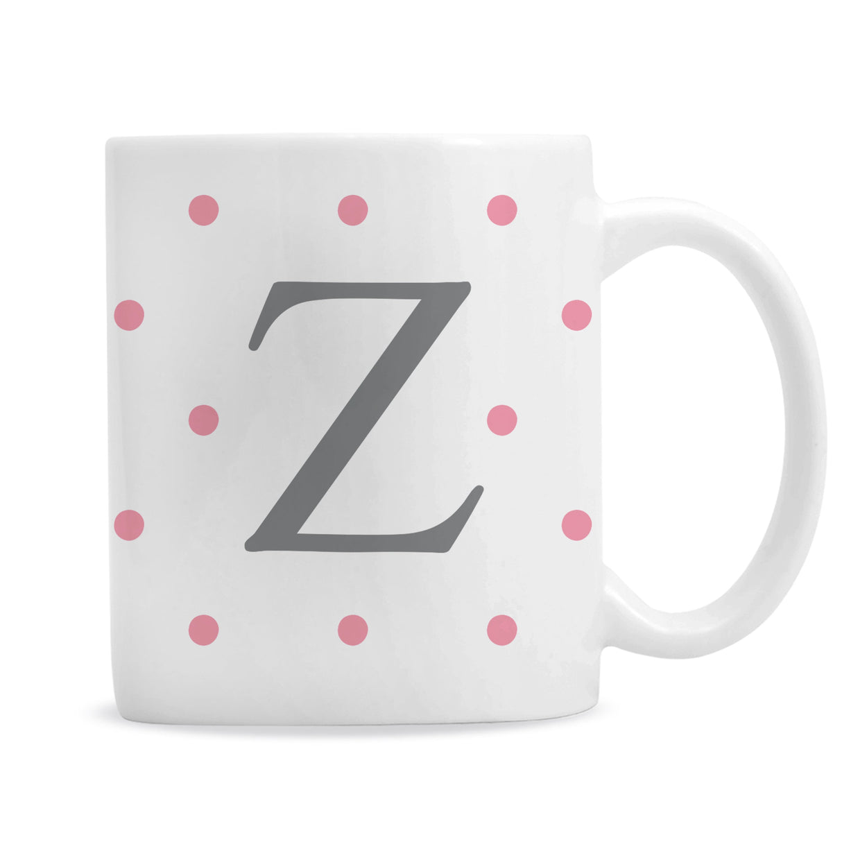 Personalised Monogram Pink Spot Mug: 6 - Mugs By Gift Moments
