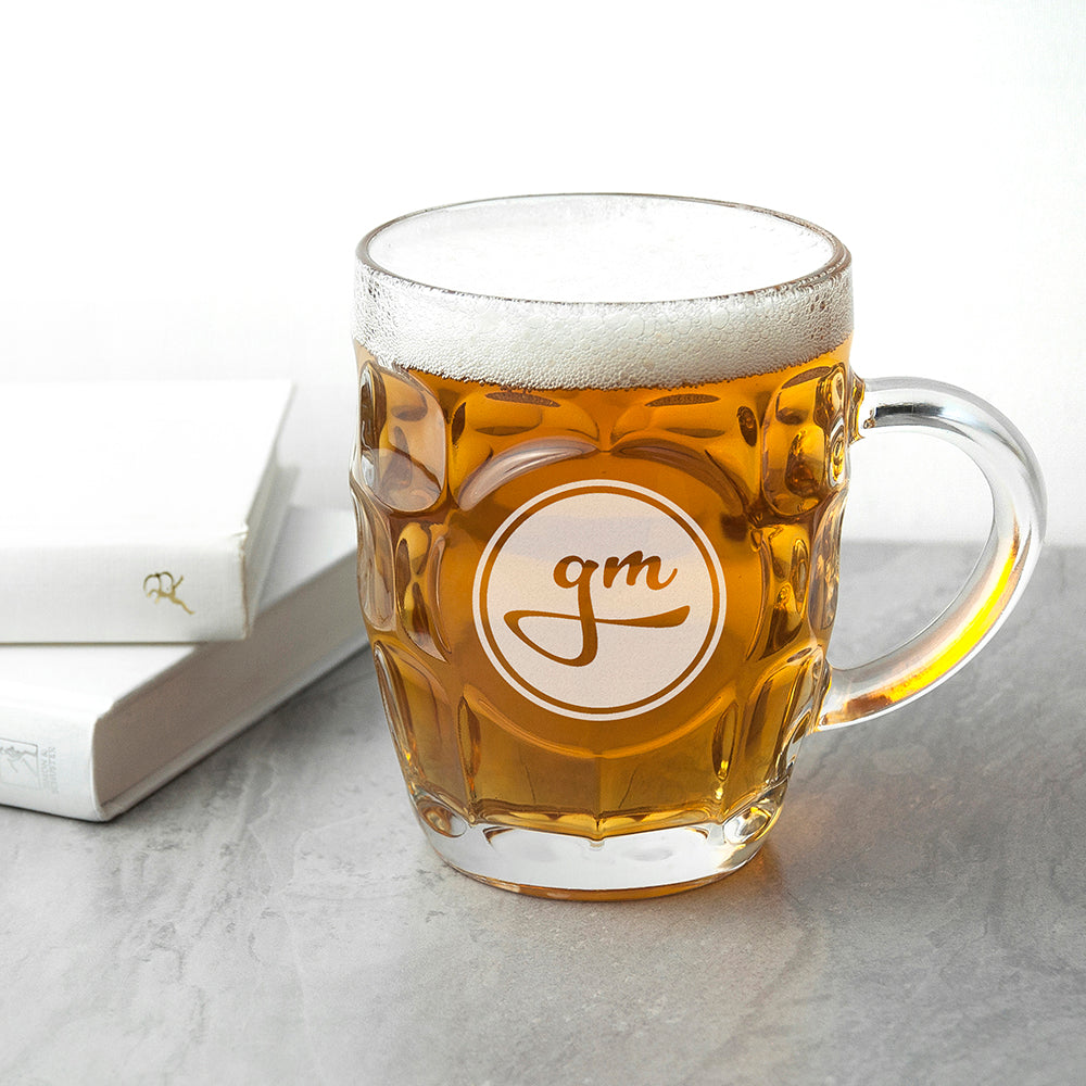 Personalised Monogrammed Dimpled Beer Glass: 2 - Beer Glasses By Gift Moments