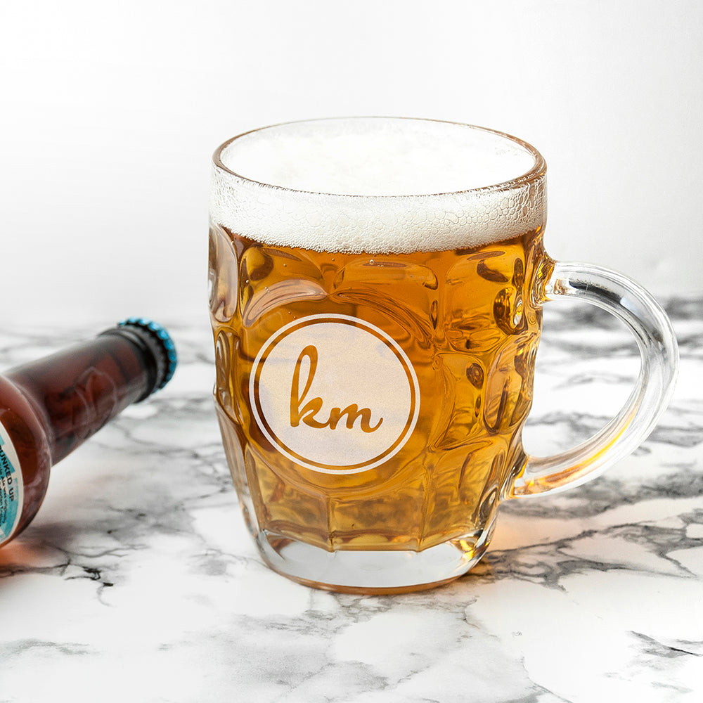 Personalised Monogrammed Dimpled Beer Glass: 4 - Beer Glasses By Gift Moments