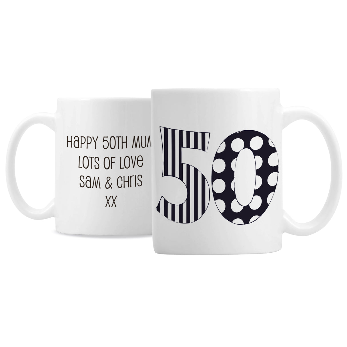 Personalised Monotone Numbers Mug: 2 - Mugs By Gift Moments