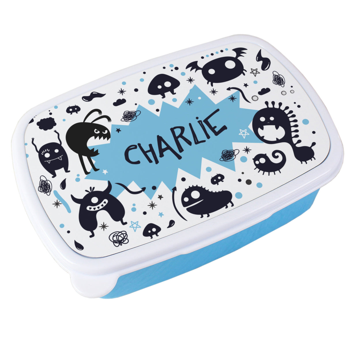 Personalised Monsters Name Only Blue Lunch Box: 5 - Lunch Boxes & Bags By Gift Moments