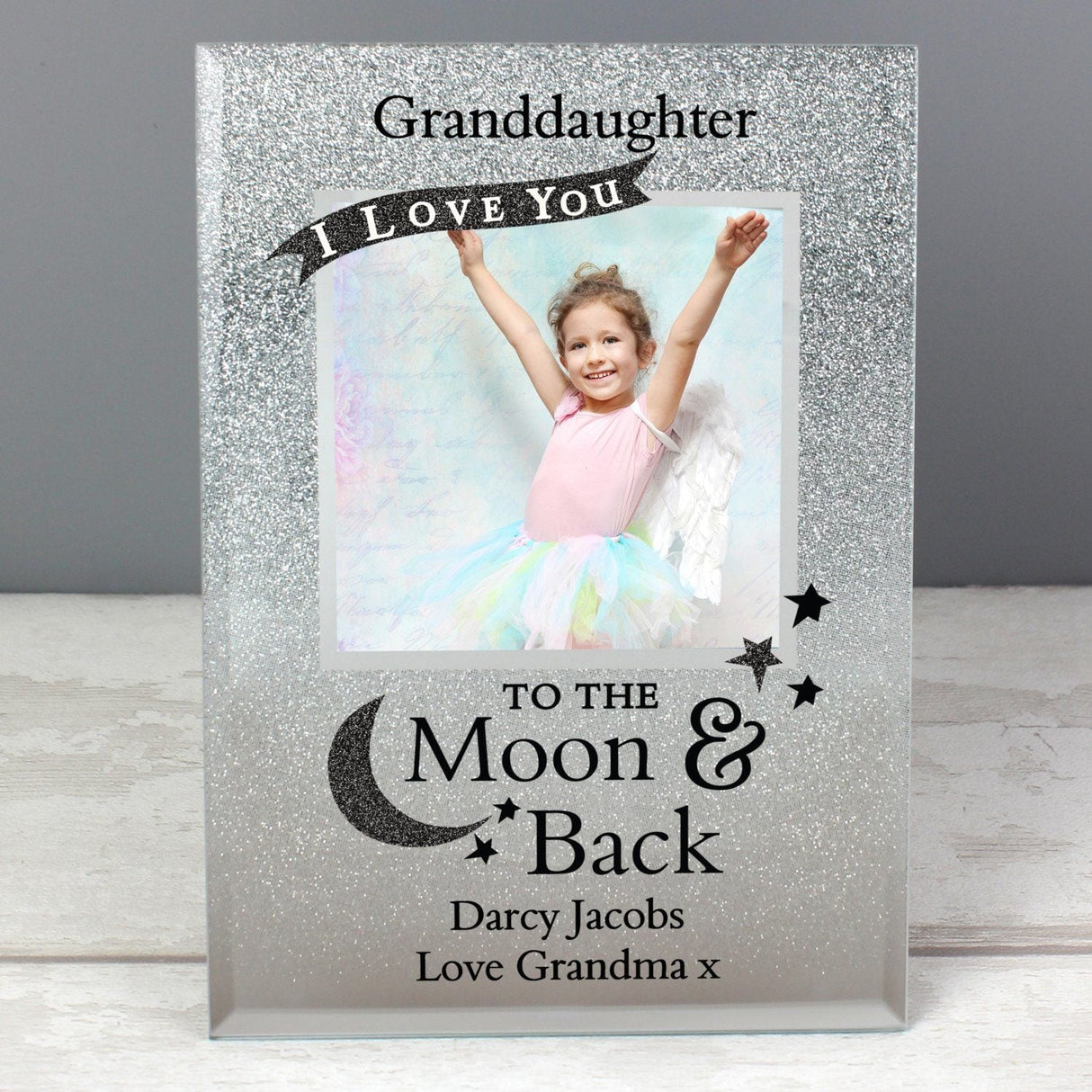 Personalised To the Moon and Back 4x4 Glitter Glass Photo Frame - Shop Photo Frames At Gift Moments - 3