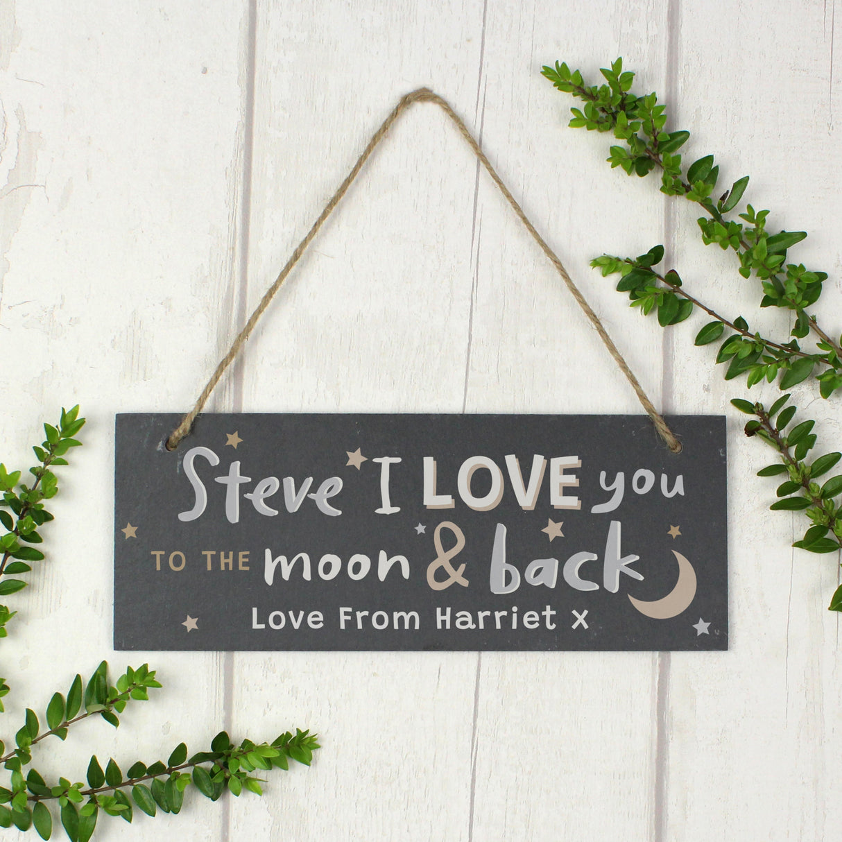 Personalised To the Moon and Back Hanging Slate Plaque: 3 - Signs & Plaques By Gift Moments