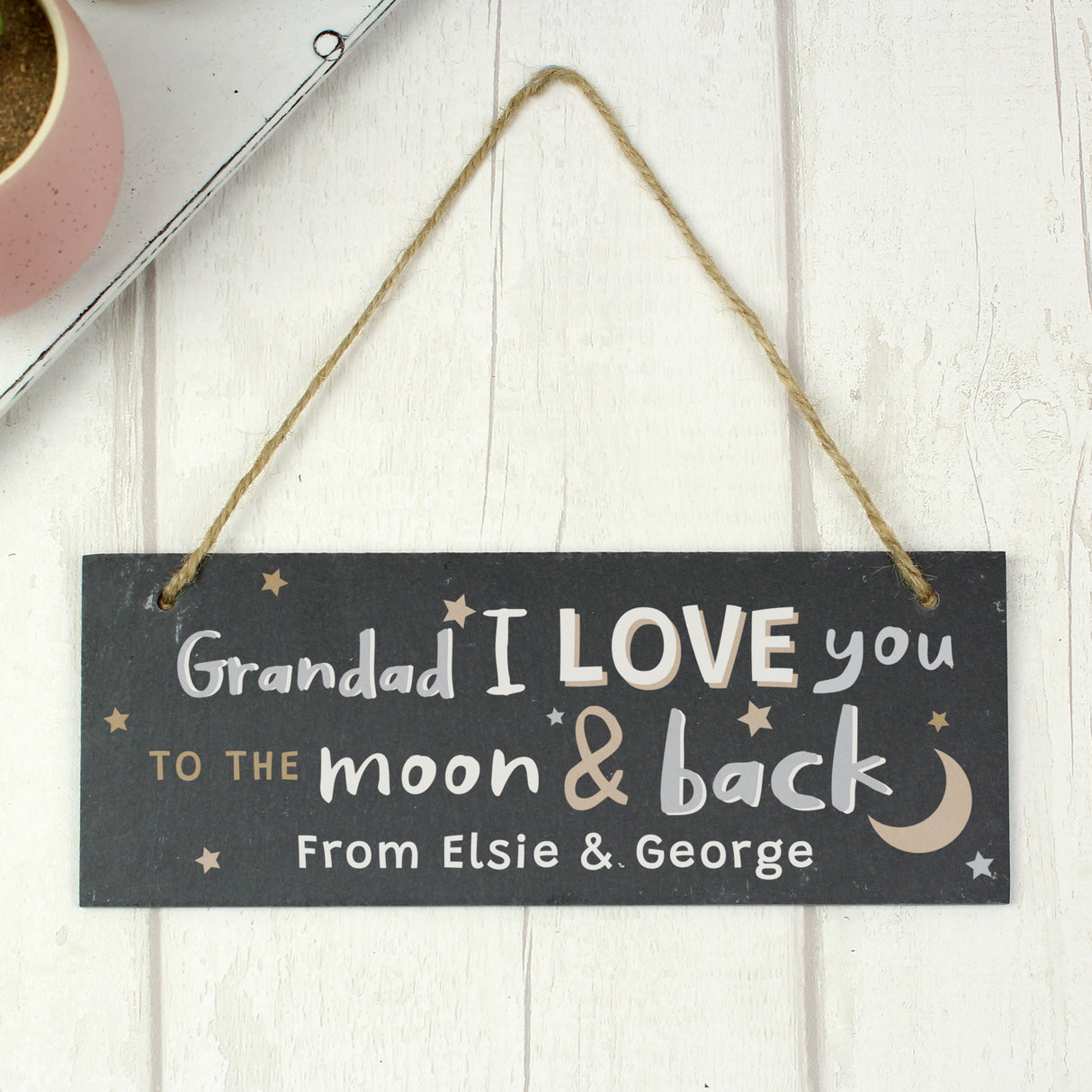 Personalised To the Moon and Back Hanging Slate Plaque: 2 - Signs & Plaques By Gift Moments