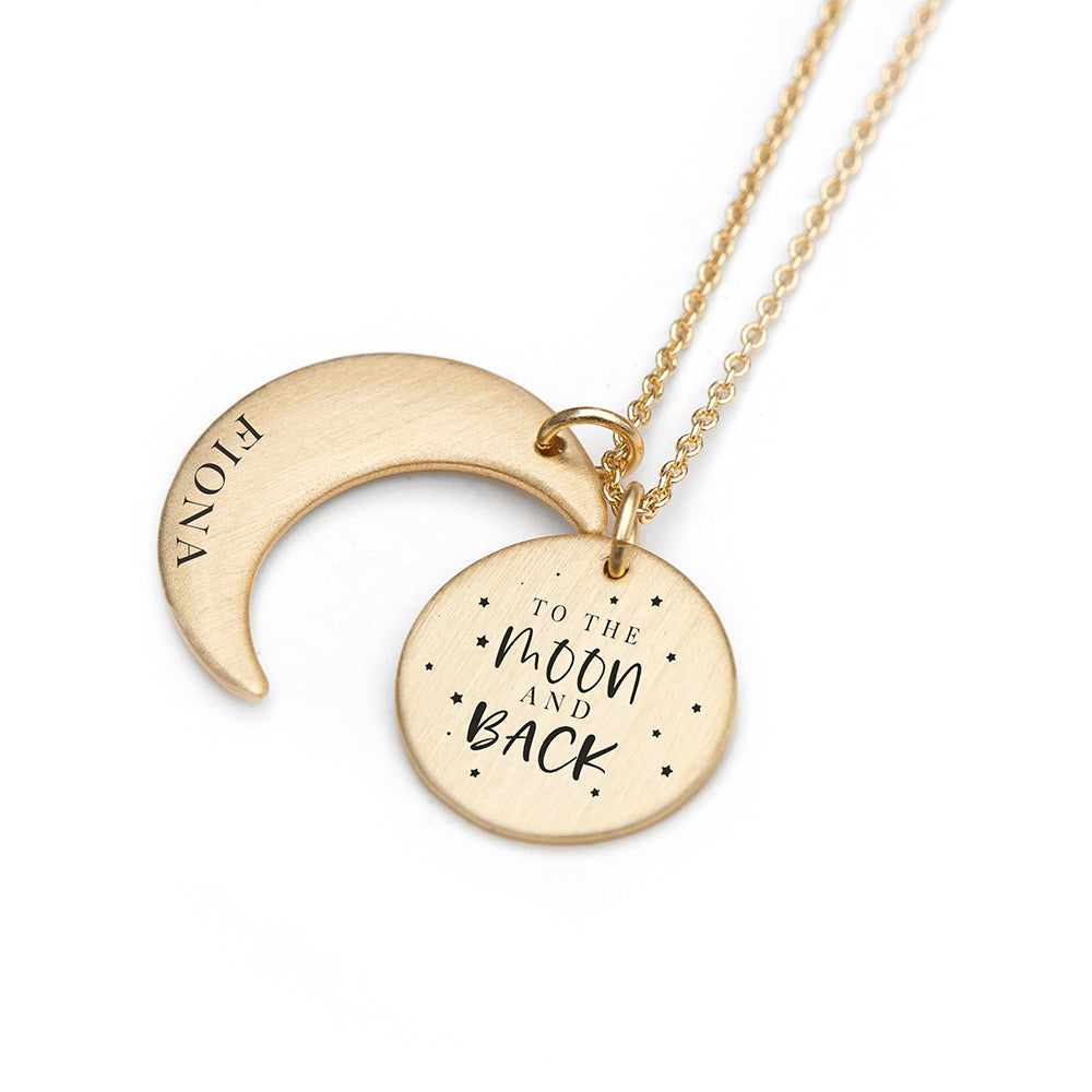 Personalised Moon & Back Necklace: 2 - Necklaces By Gift Moments