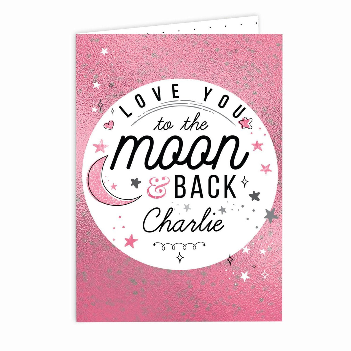 Personalised To The Moon & Back Pink Card: 2 - Greeting Cards By Gift Moments