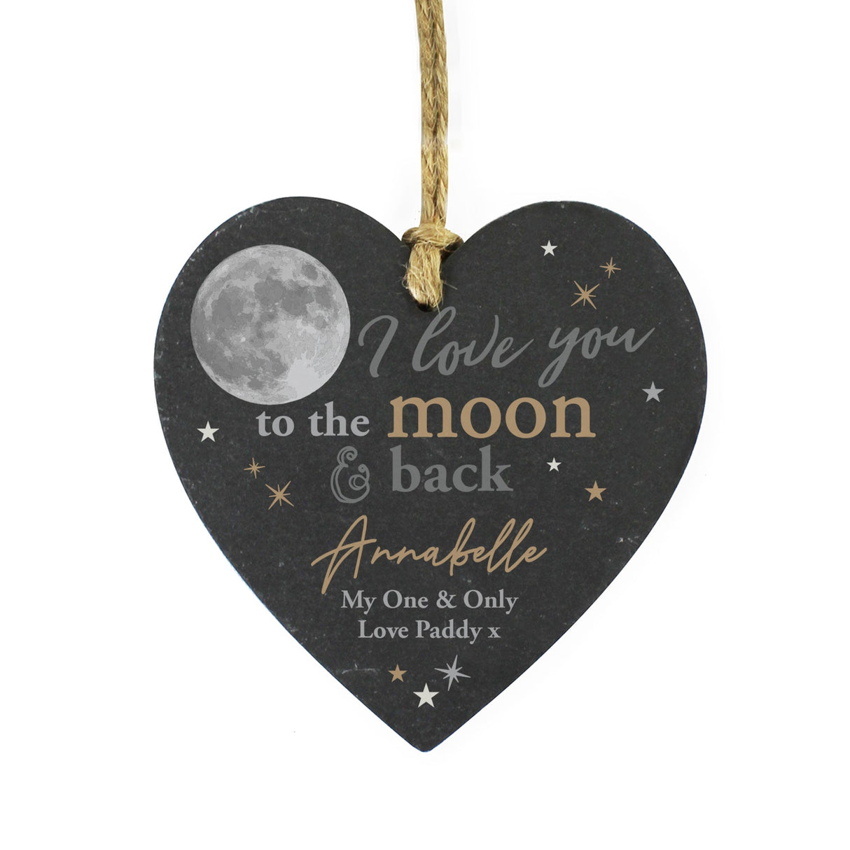 Personalised Moon and Back Slate Heart Decoration - Shop Decorations At Gift Moments - 5