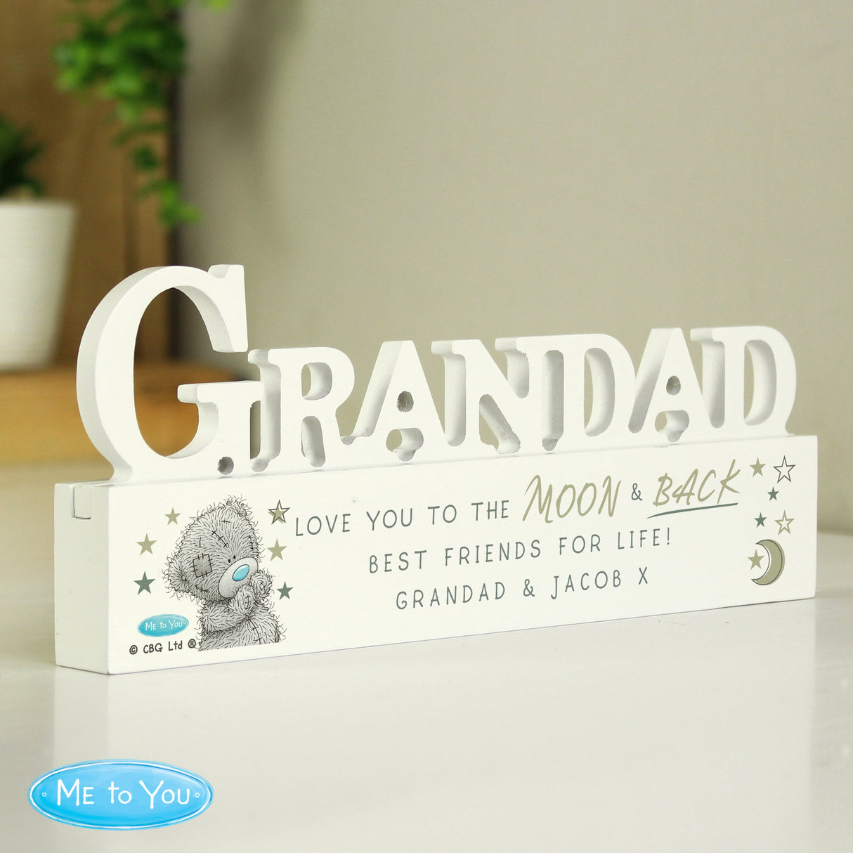 Personalised Me To You Moon and Back Wooden Grandad Ornament: 2 - Ornaments