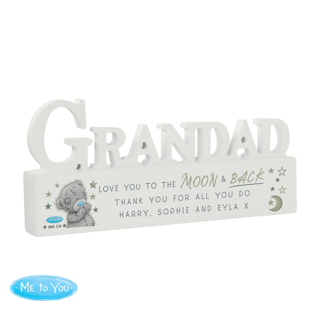 Personalised Me To You Moon and Back Wooden Grandad Ornament: 4 - Ornaments