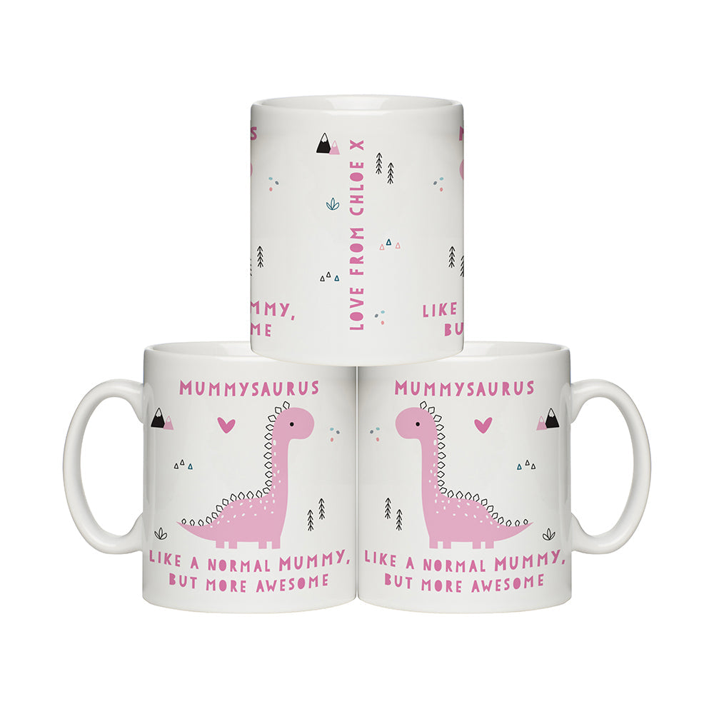 Personalised More Awesome Pink Dinosaur Mug: 3 - Mugs By Gift Moments