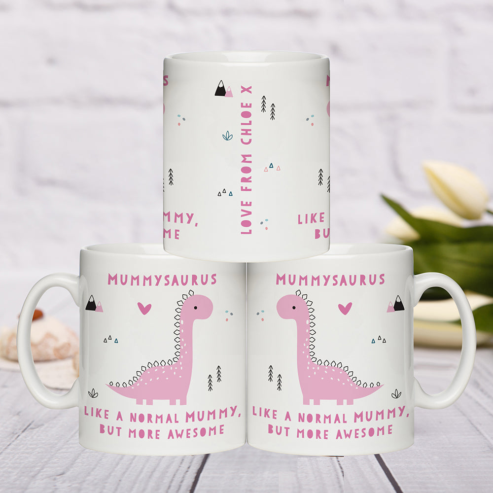 Personalised More Awesome Pink Dinosaur Mug: 1 - Mugs By Gift Moments