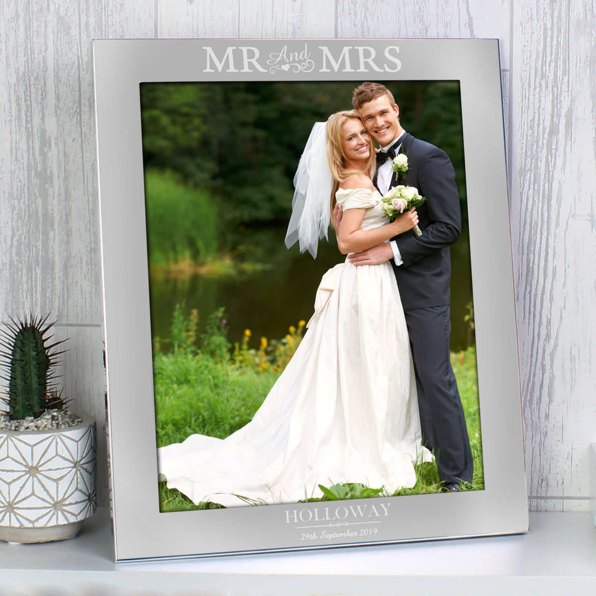 Personalised Mr & Mrs 10x8 Silver Photo Frame: 3 - Photo Frames By Gift Moments
