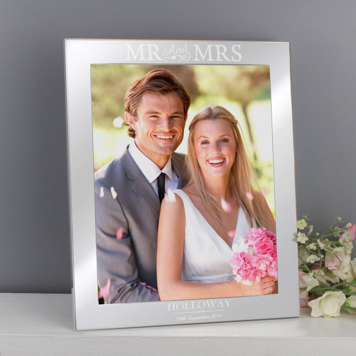 Personalised Mr & Mrs 10x8 Silver Photo Frame: 4 - Photo Frames By Gift Moments