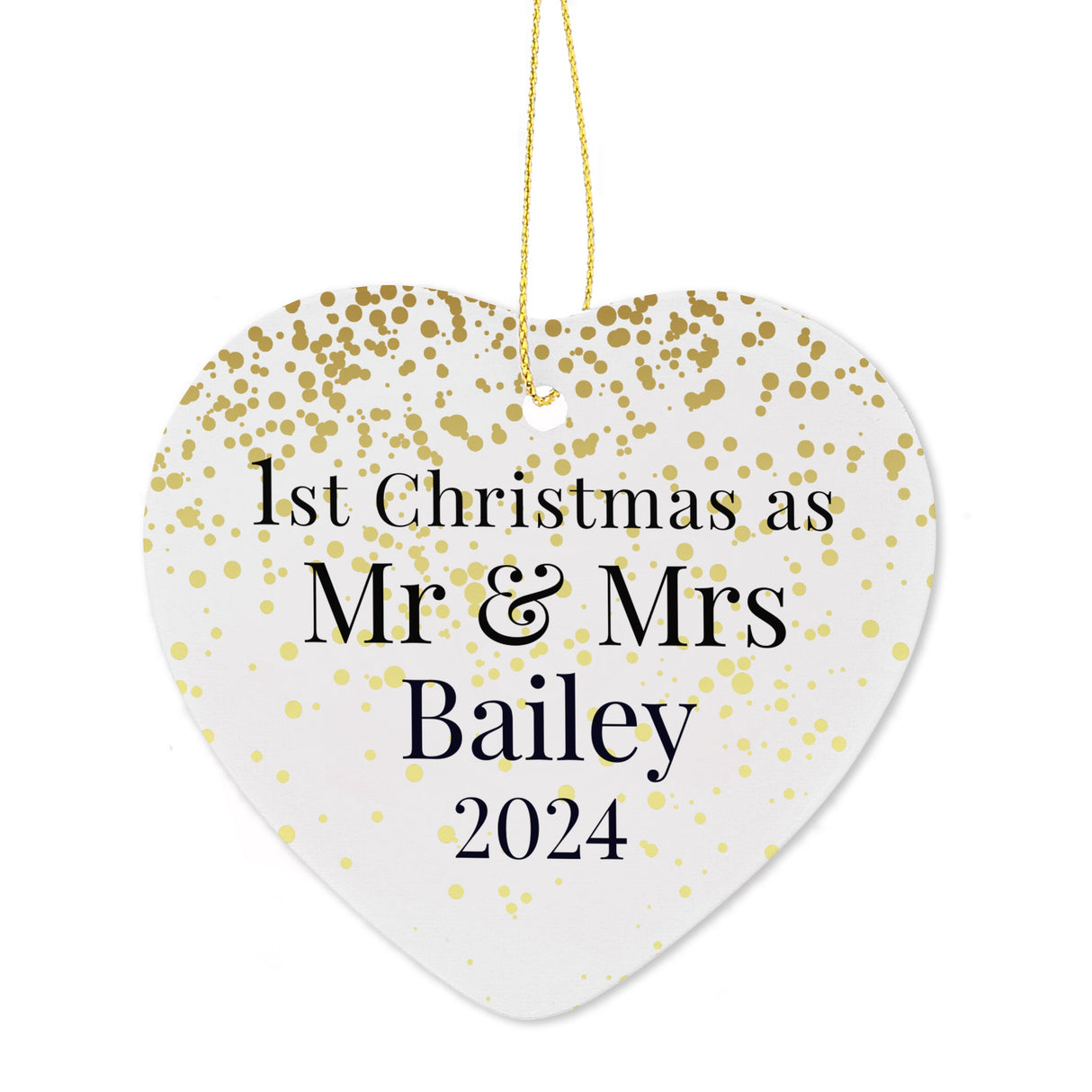 Personalised Mr and Mrs 1st Christmas Ceramic Heart Decoration - Shop Christmas Decorations At Gift Moments - 3