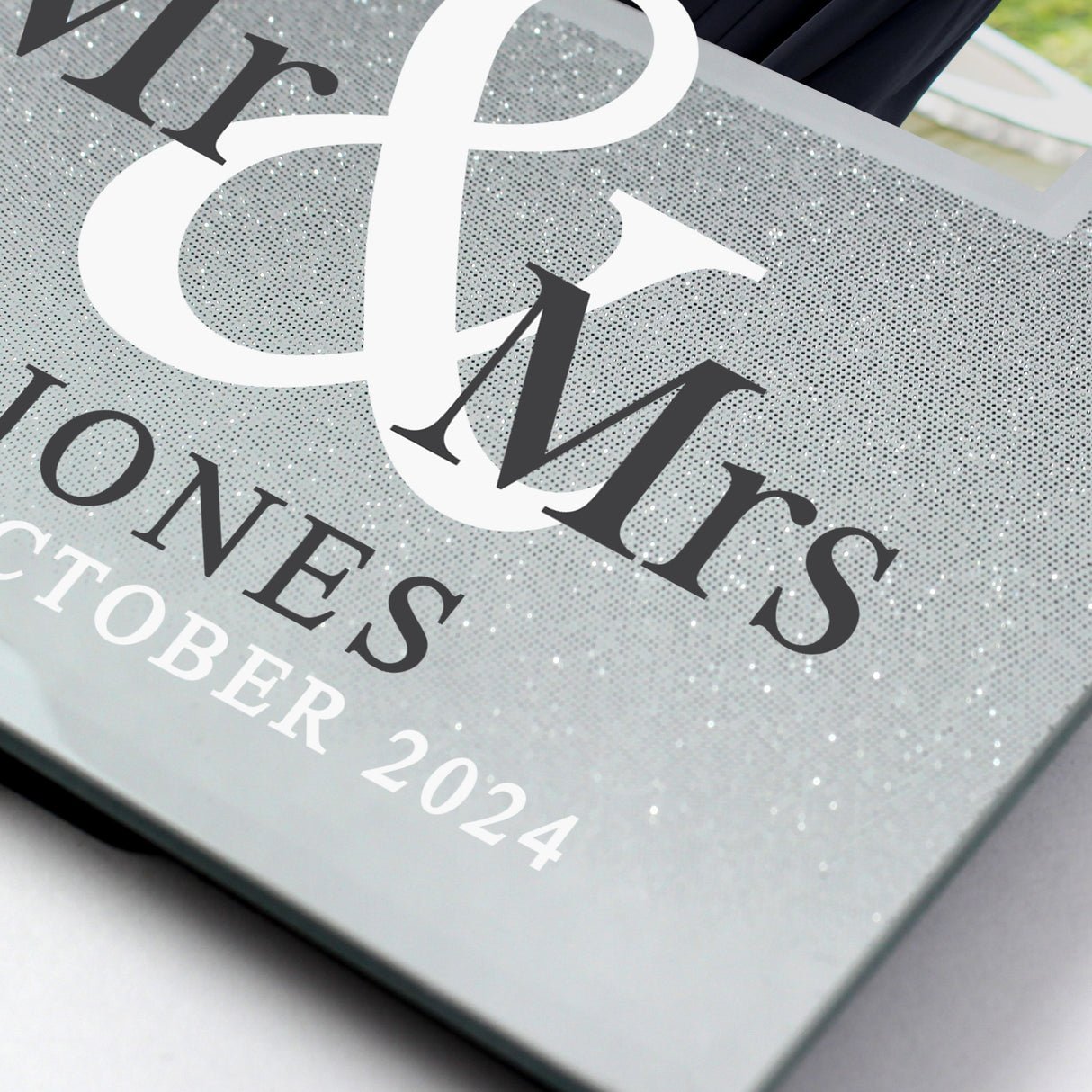 Personalised Mr & Mrs 4x4 Glitter Glass Photo Frame: 6 - Photo Frames By Gift Moments