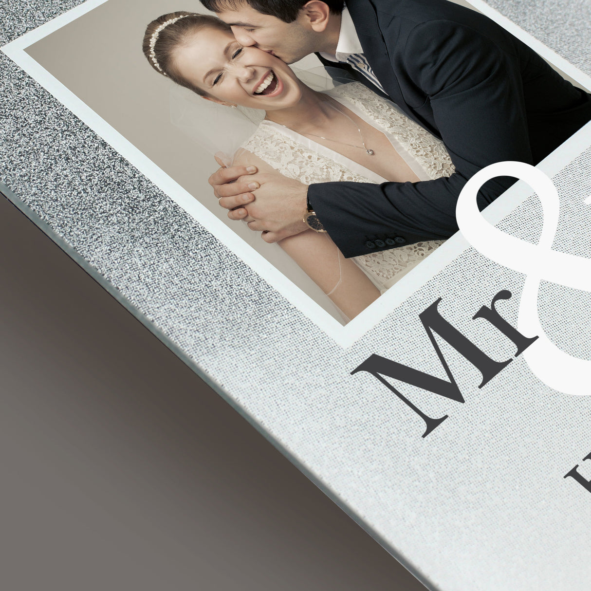 Personalised Mr & Mrs 4x4 Glitter Glass Photo Frame: 5 - Photo Frames By Gift Moments