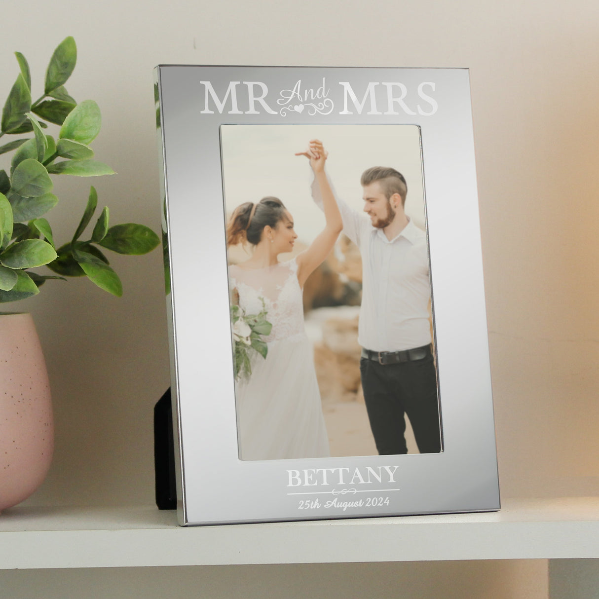 Personalised Mr & Mrs 6x4 Silver Photo Frame: 1 - Photo Frames By Gift Moments