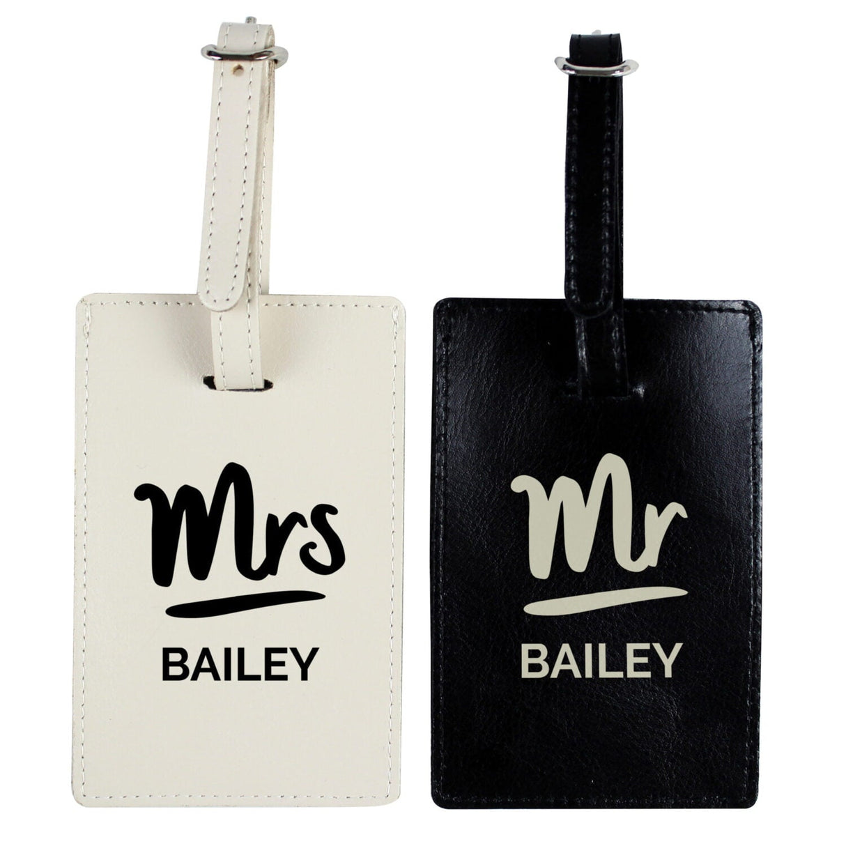 Personalised Mr & Mrs Black & Cream Luggage Tag Set: 3 - Luggage Tags By Gift Moments