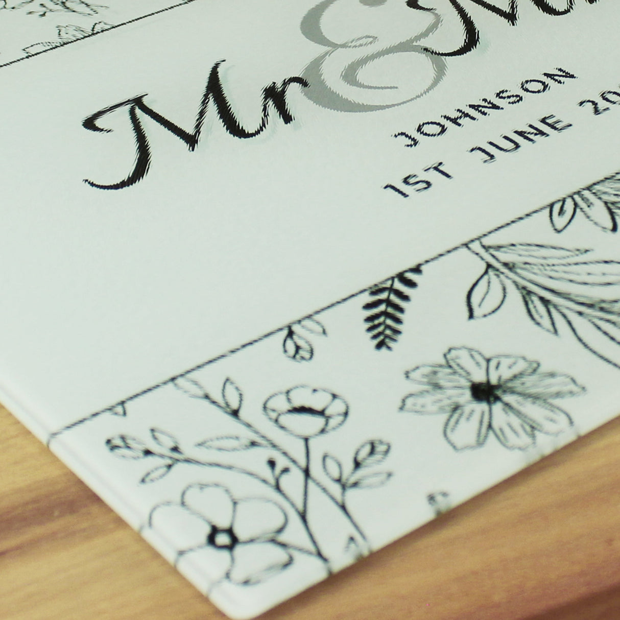 Personalised Mr & Mrs Botanical Glass Chopping Board/Worktop Saver: 5 - Chopping Boards By Gift Moments