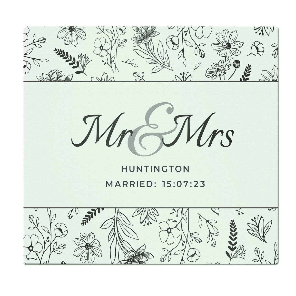 Personalised Mr & Mrs Botanical Glass Chopping Board/Worktop Saver: 4 - Chopping Boards By Gift Moments
