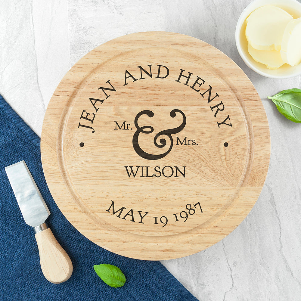 Personalised Mr & Mrs Classic Cheese Board Set - Shop Cheese Boards At Gift Moments - 3