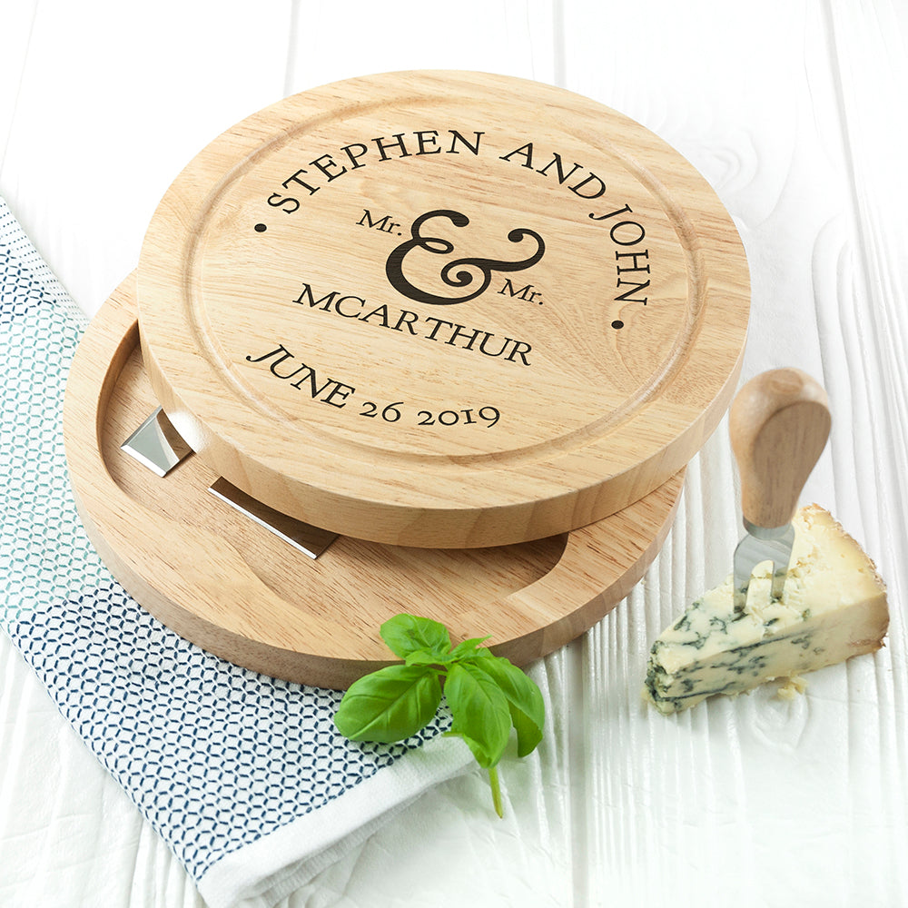 Personalised Mr & Mrs Classic Cheese Board Set - Shop Cheese Boards At Gift Moments - 2