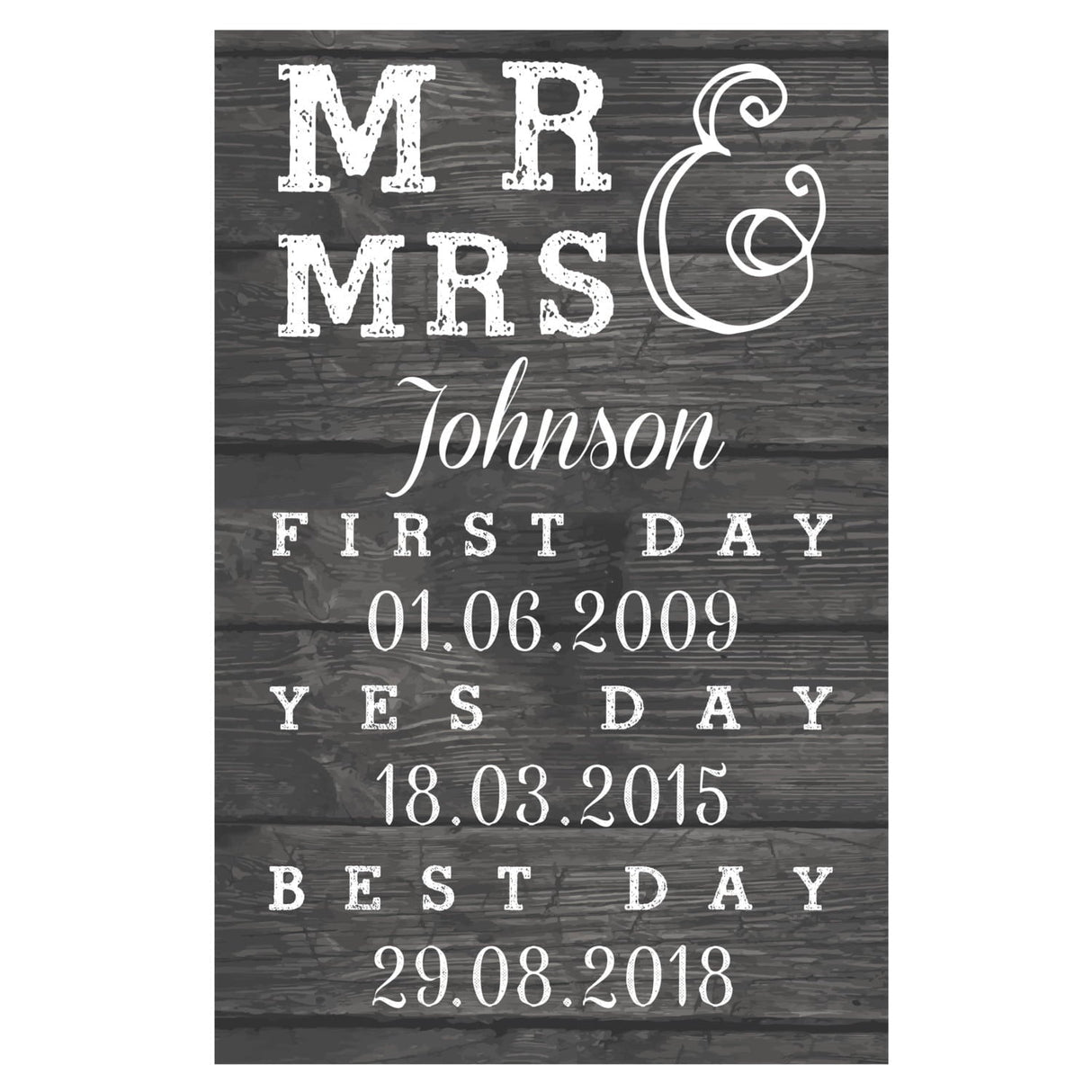 Personalised Mr & Mrs First Day Yes Day & Best Day Metal Sign: 3 - Signs & Plaques By Gift Moments