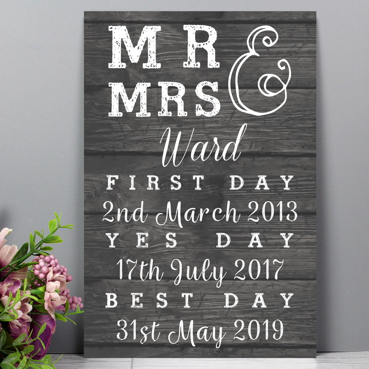 Personalised Mr & Mrs First Day Yes Day & Best Day Metal Sign: 2 - Signs & Plaques By Gift Moments