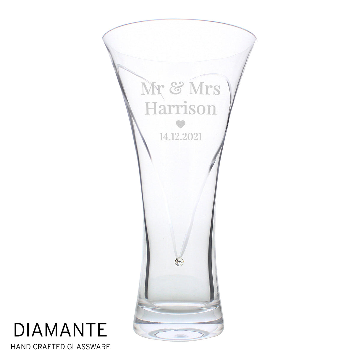 Personalised Mr & Mrs Large Hand Cut Diamante Heart Vase - Shop Vases At Gift Moments - 4