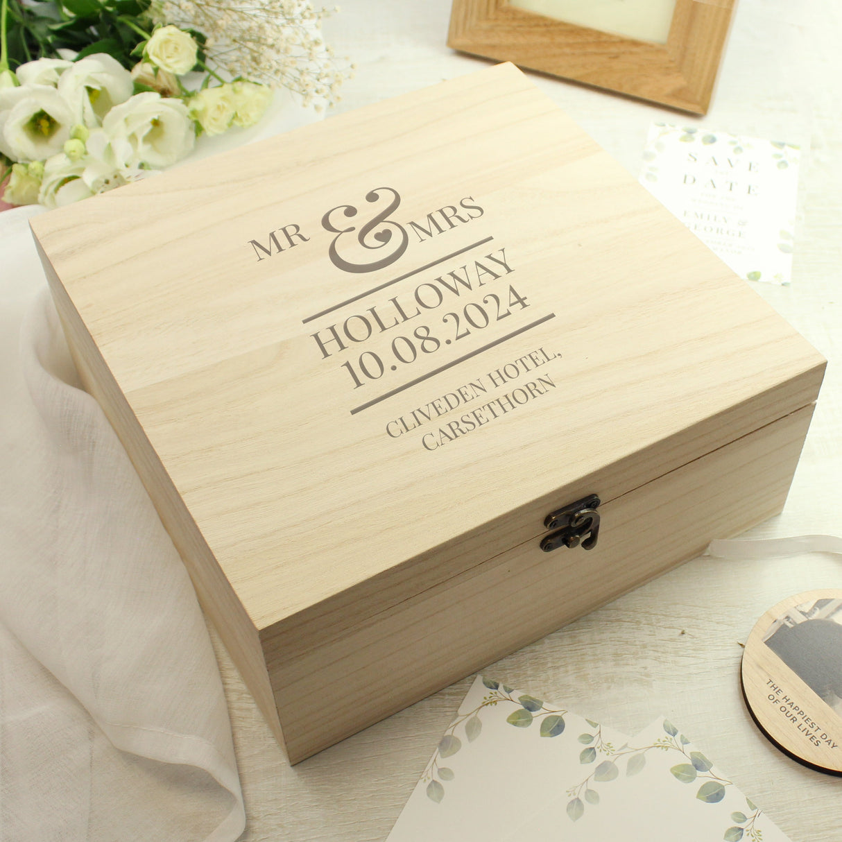 Personalised Mr & Mrs Large Wooden Keepsake Box - Shop Keepsake Boxes At Gift Moments - 3