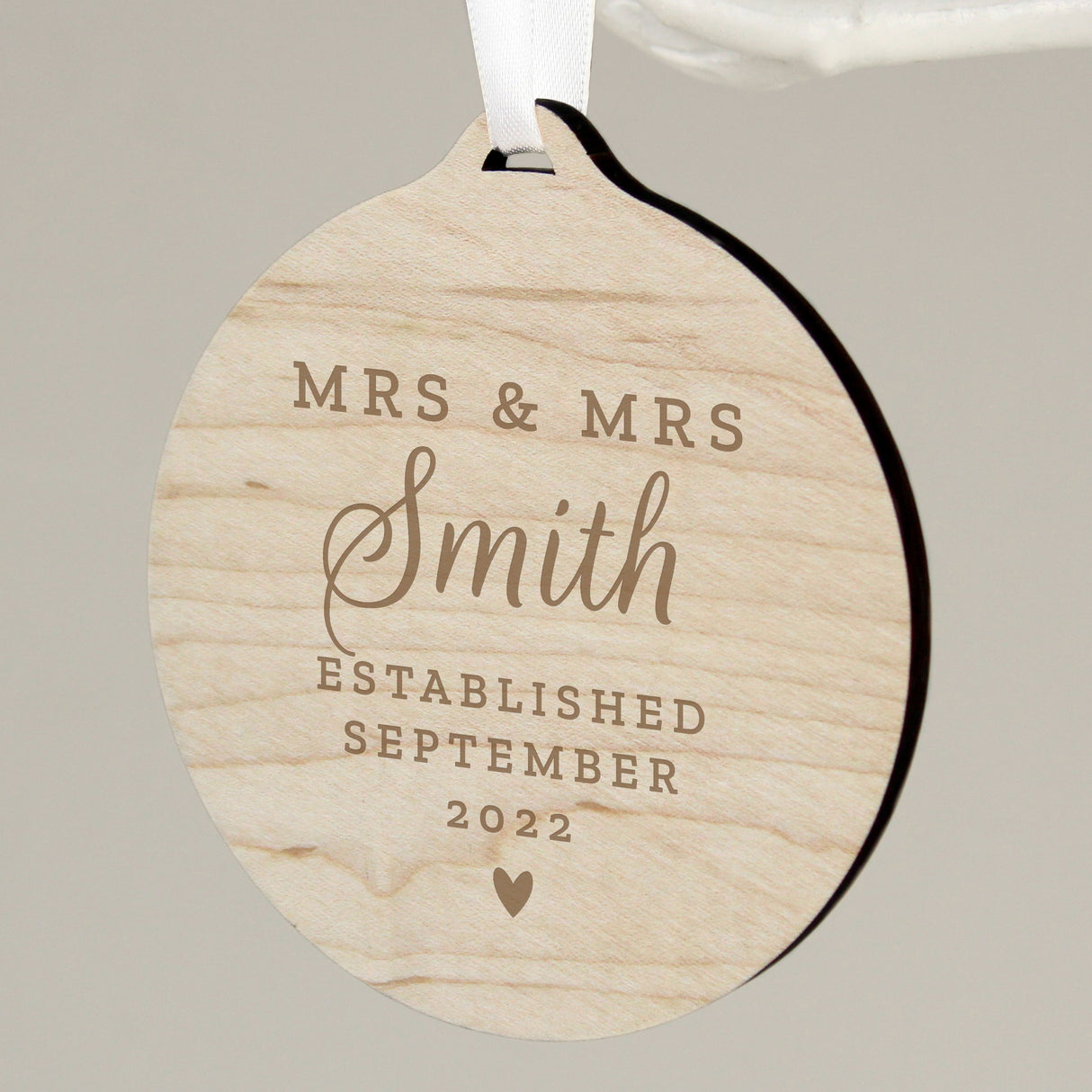 Personalised Mr & Mrs Round Wooden Decoration - Shop Decorations At Gift Moments - 2