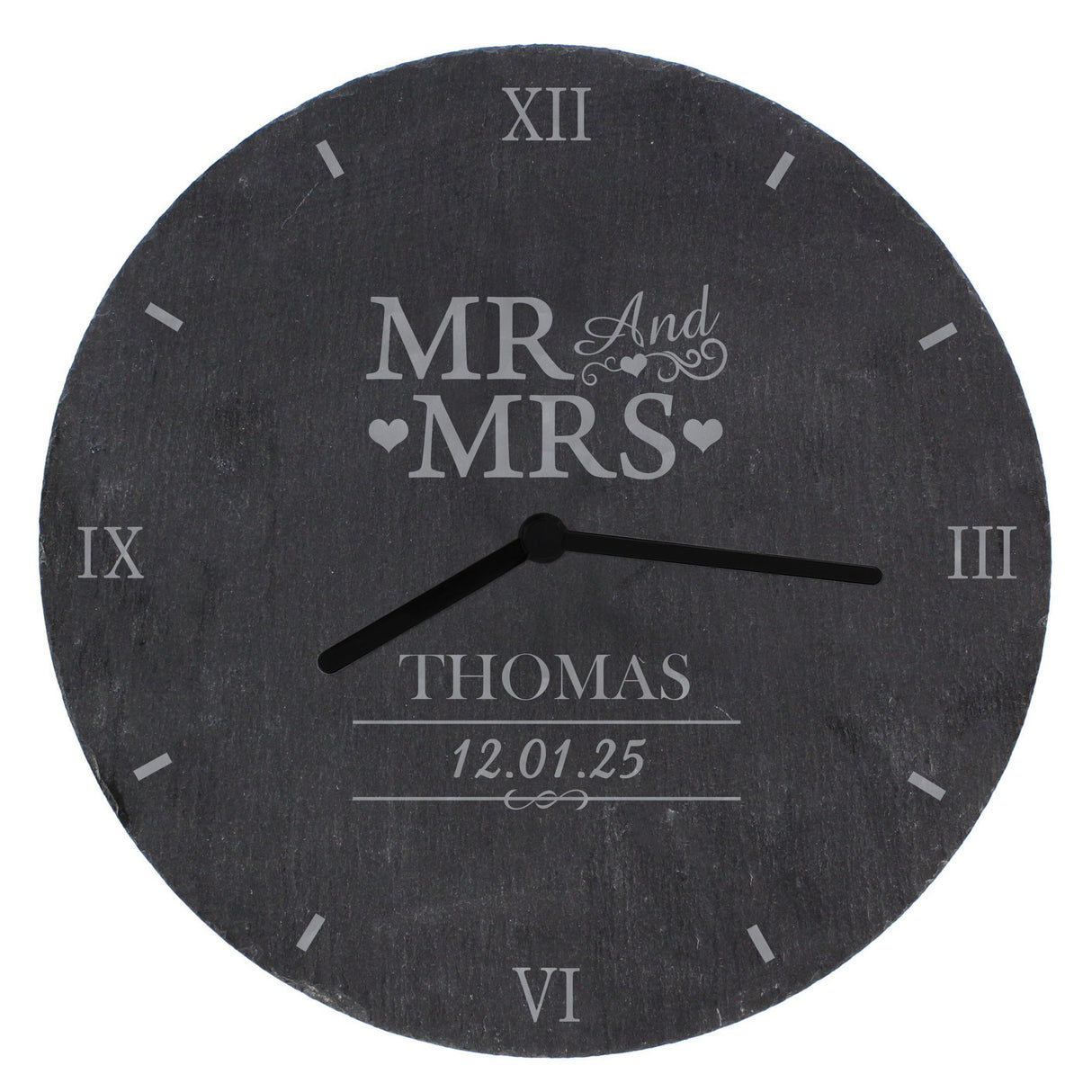 Personalised Mr & Mrs Slate Clock: 5 - Clocks By Gift Moments