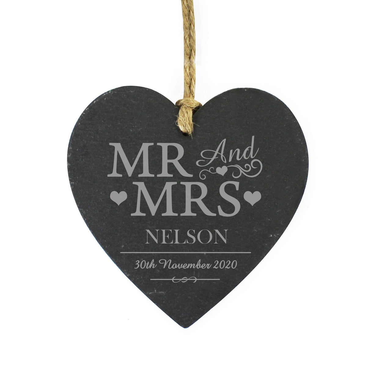 Personalised Mr & Mrs Slate Heart Decoration - Shop Decorations At Gift Moments - 2