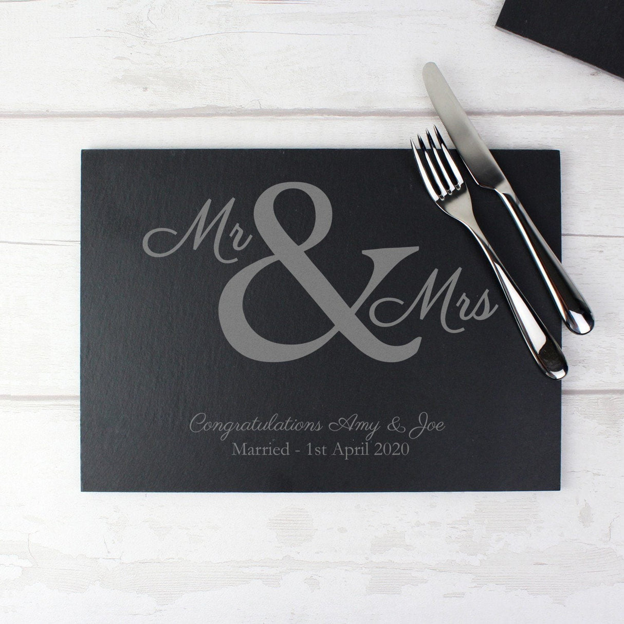 Personalised Mr & Mrs Slate Placemat: 1 - Placemats By Gift Moments