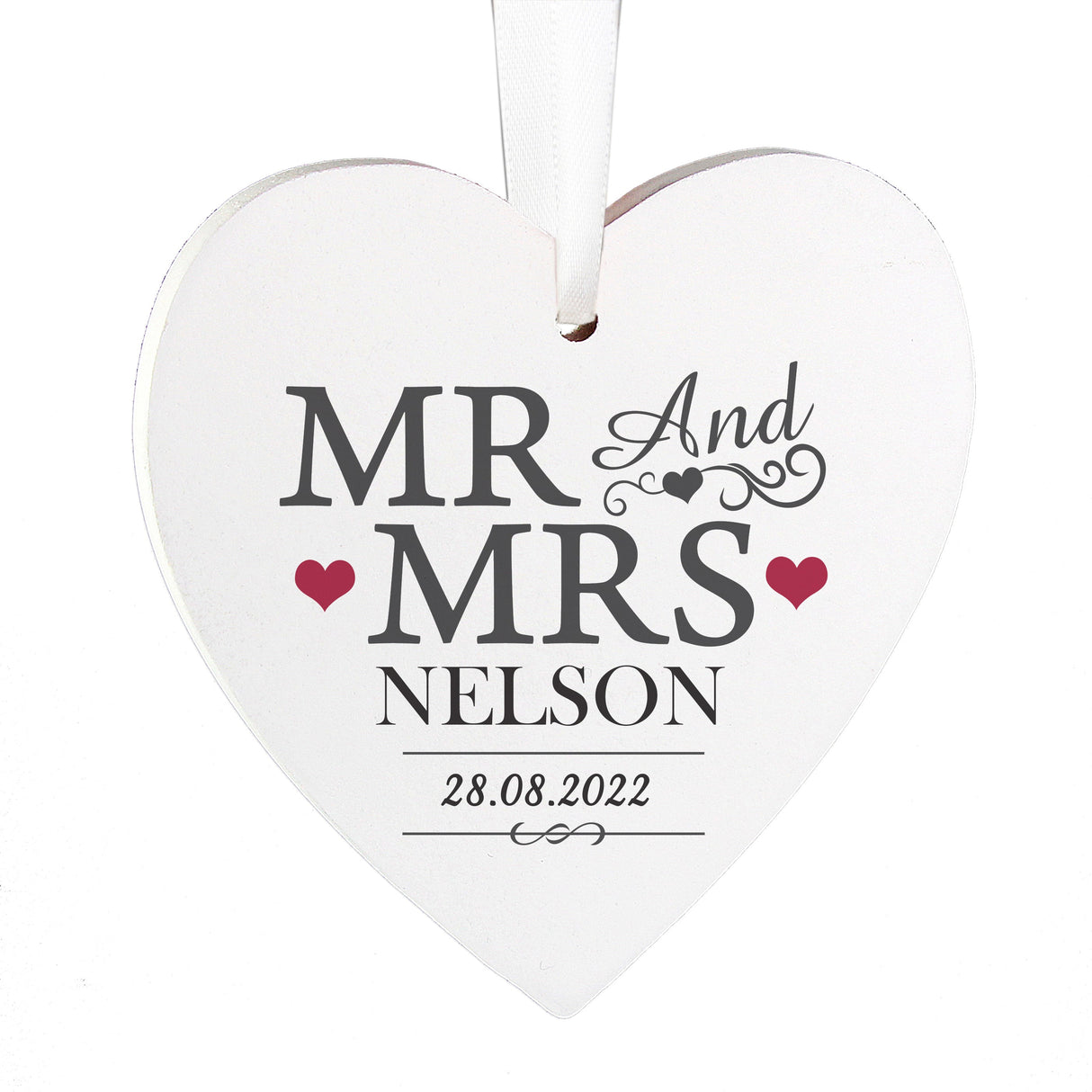 Personalised Mr & Mrs Wooden Heart Decoration - Shop Decorations At Gift Moments - 3