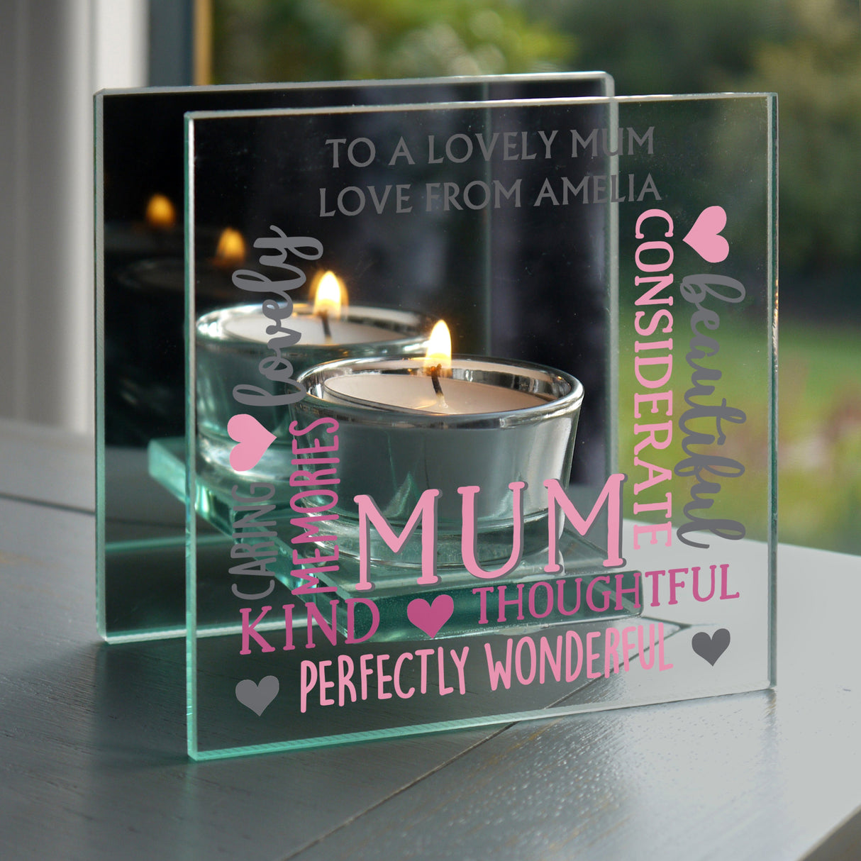 Personalised Mum Mirrored Glass Tealight Holder - Shop Candle Holders At Gift Moments - 1