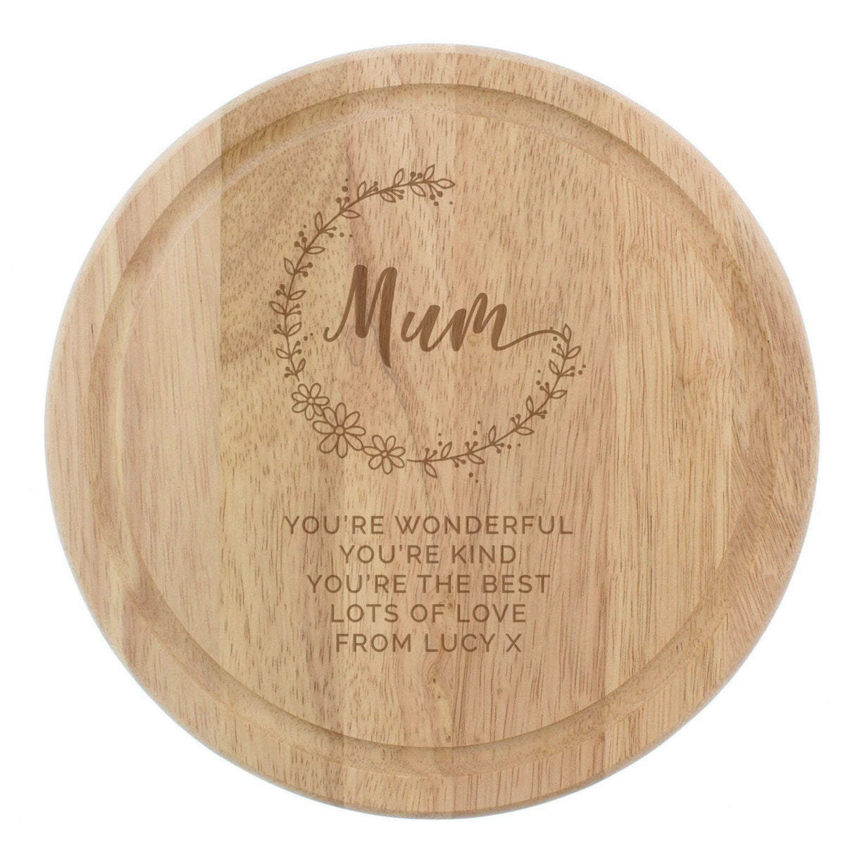 Personalised Mum Round Wooden Chopping Heart - Shop Chopping Boards At Gift Moments - 4