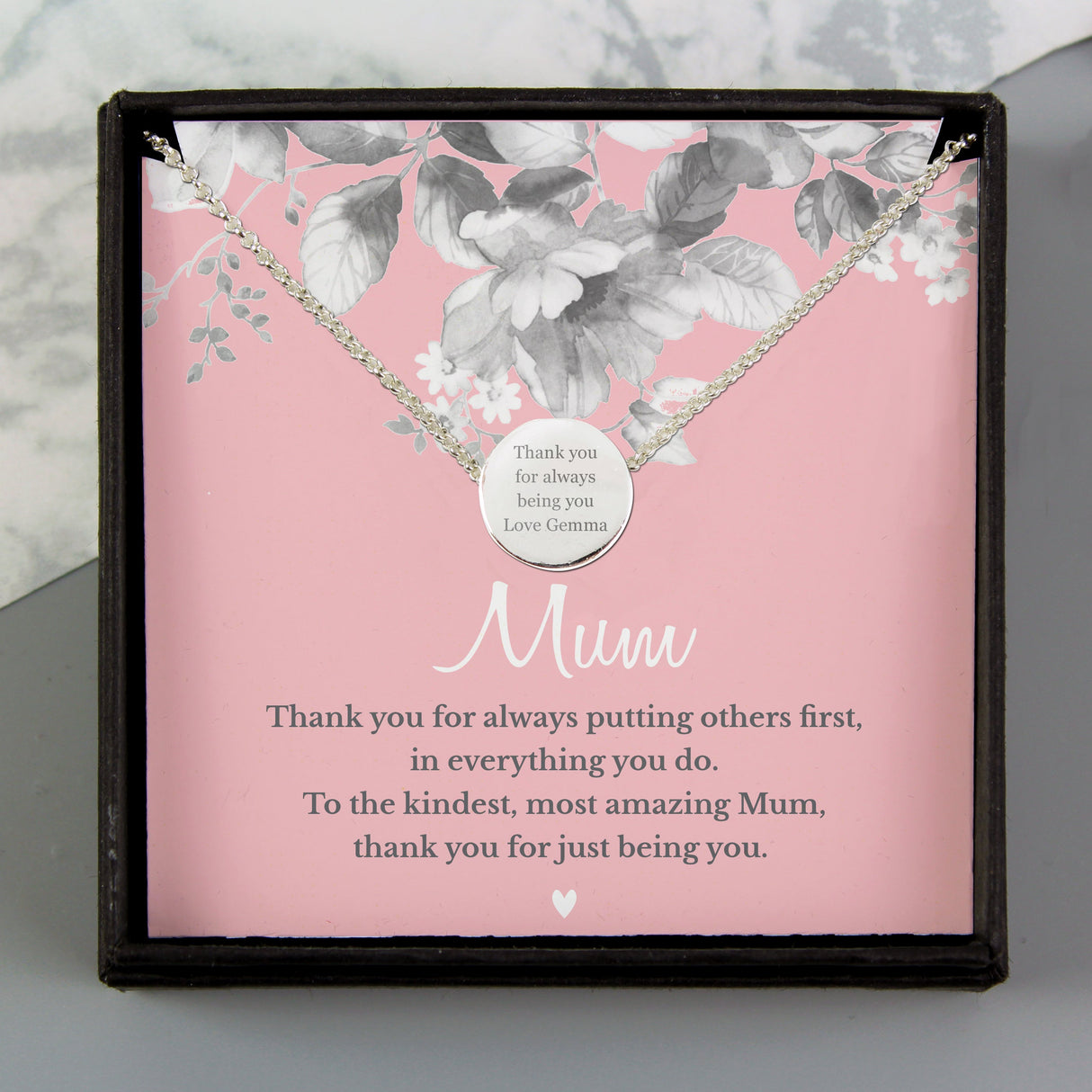 Personalised Mum Sentiment Silver Tone Necklace and Box: 3 - Necklaces By Gift Moments