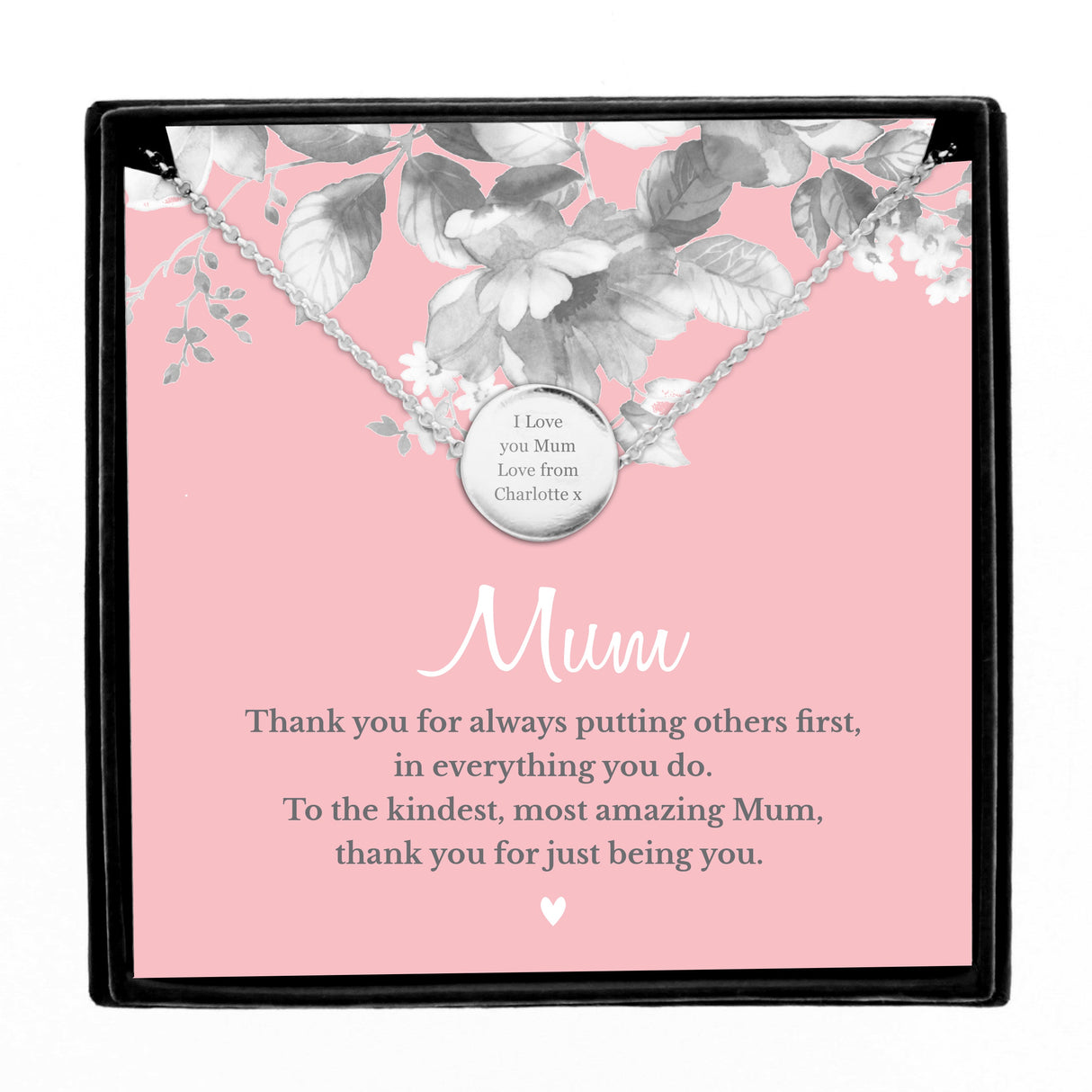 Personalised Mum Sentiment Silver Tone Necklace and Box: 2 - Necklaces By Gift Moments