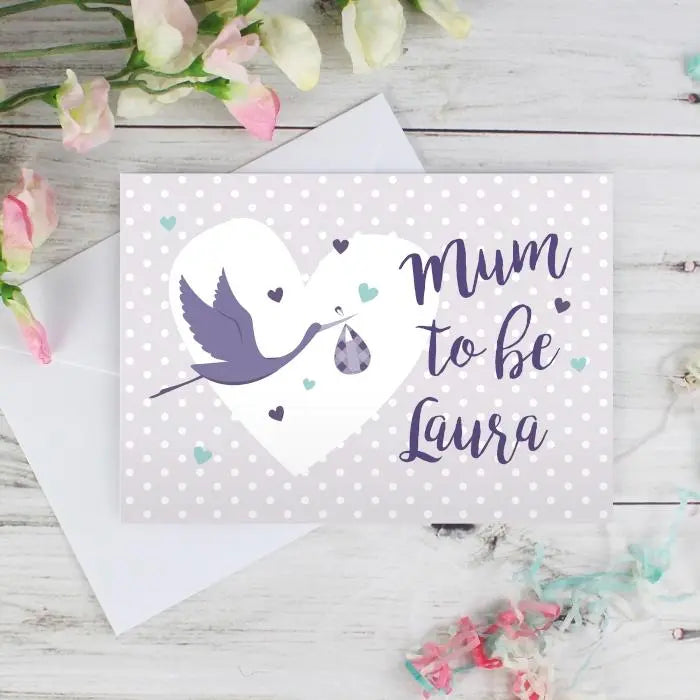 Personalised Mum to Be Stork Card: 2 - Greeting Cards By Gift Moments