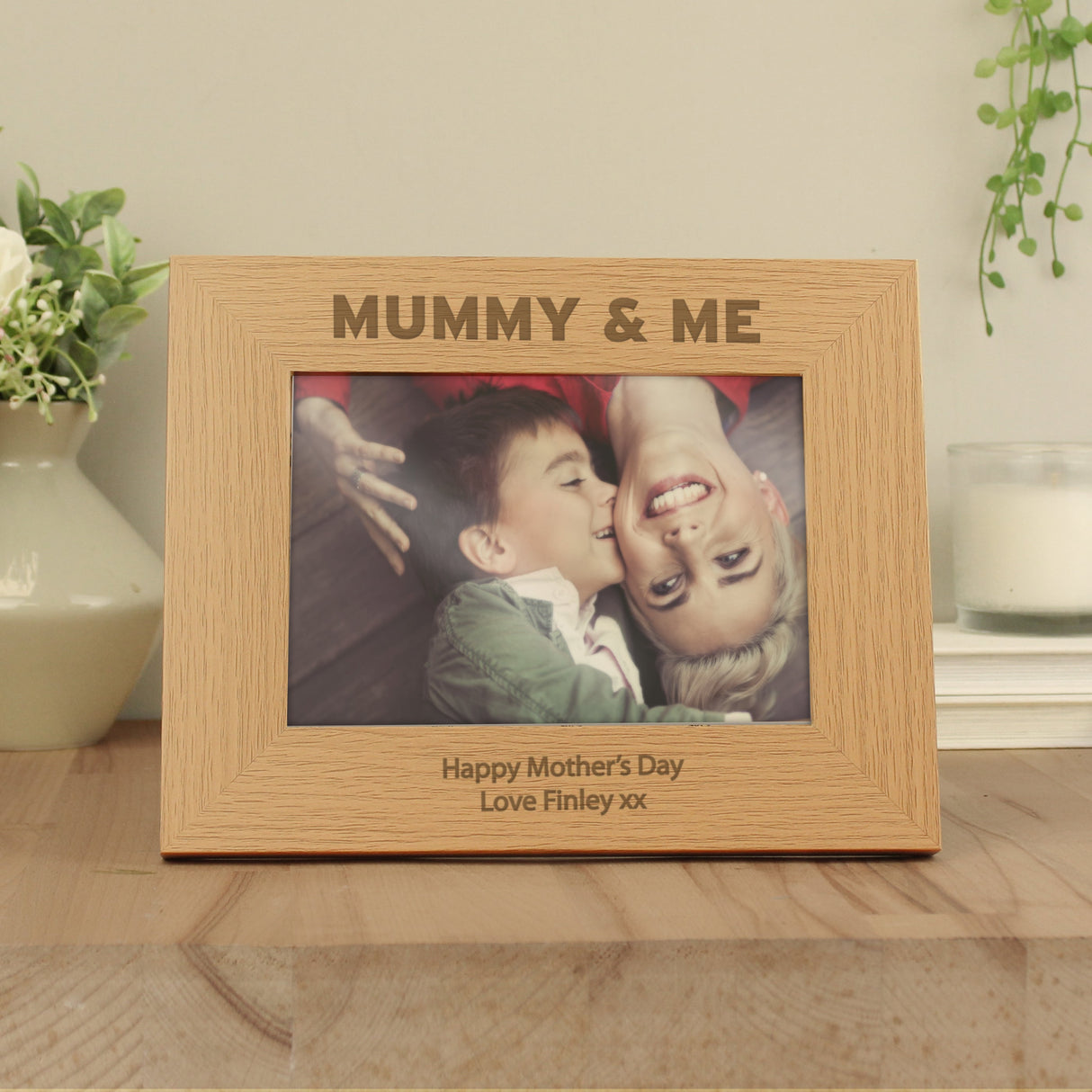 Personalised Mummy & Me 5x7 Landscape Oak Finish Photo Frame: 1 - Photo Frames By Gift Moments