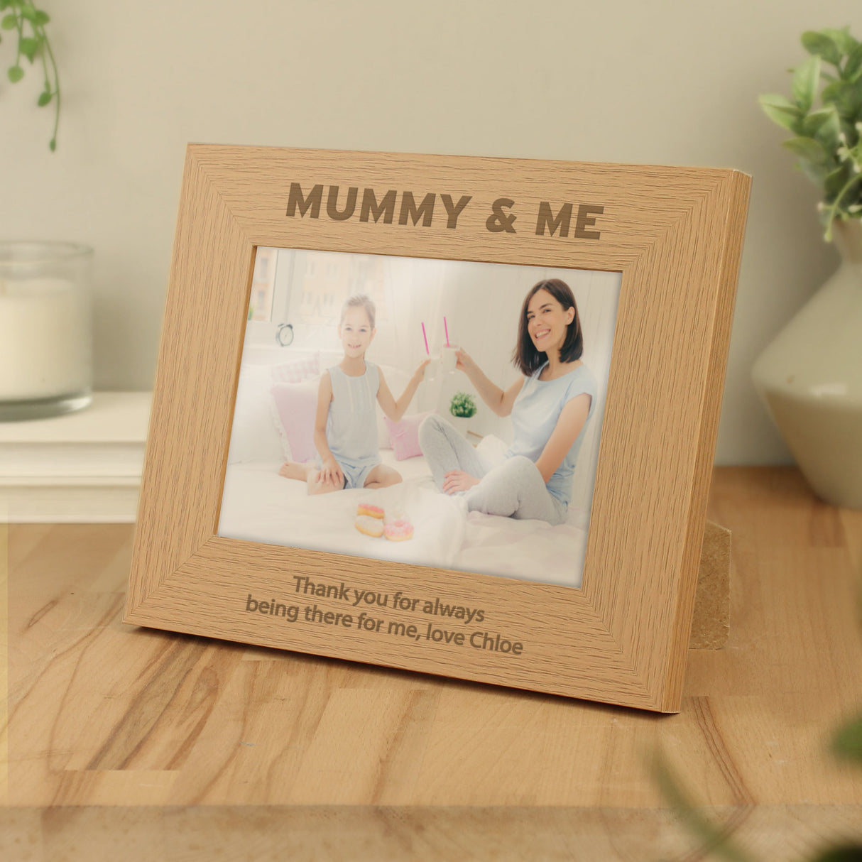 Personalised Mummy & Me 5x7 Landscape Oak Finish Photo Frame: 3 - Photo Frames By Gift Moments