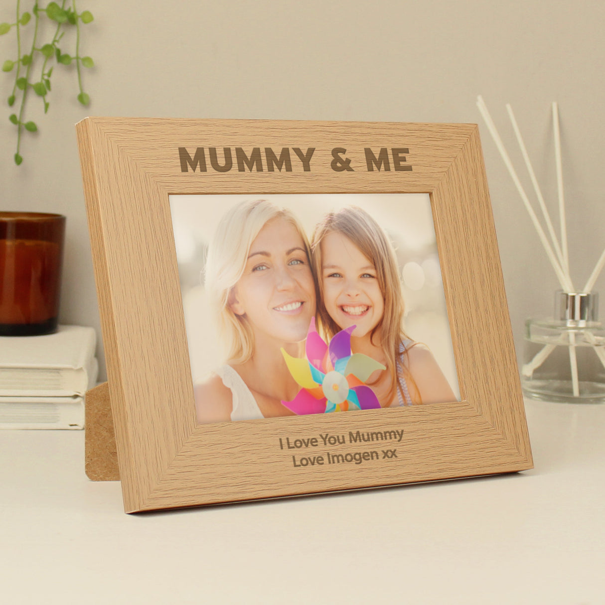 Personalised Mummy & Me 5x7 Landscape Oak Finish Photo Frame: 2 - Photo Frames By Gift Moments
