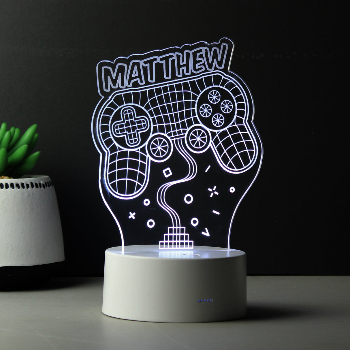 Personalised Name Gaming LED Colour Changing Night Light: 1 - LED Lighting By Gift Moments