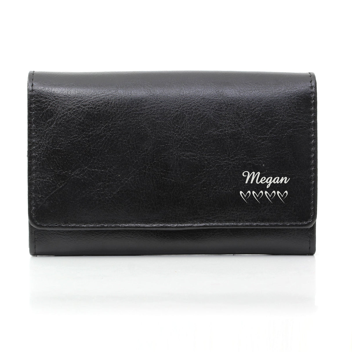 Personalised Name & Hearts Black Leather Purse: 2 - Bags & Purses By Gift Moments