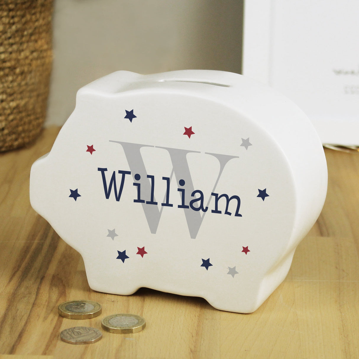 Personalised Name & Initial Piggy Bank - Shop Money Boxes At Gift Moments - 1