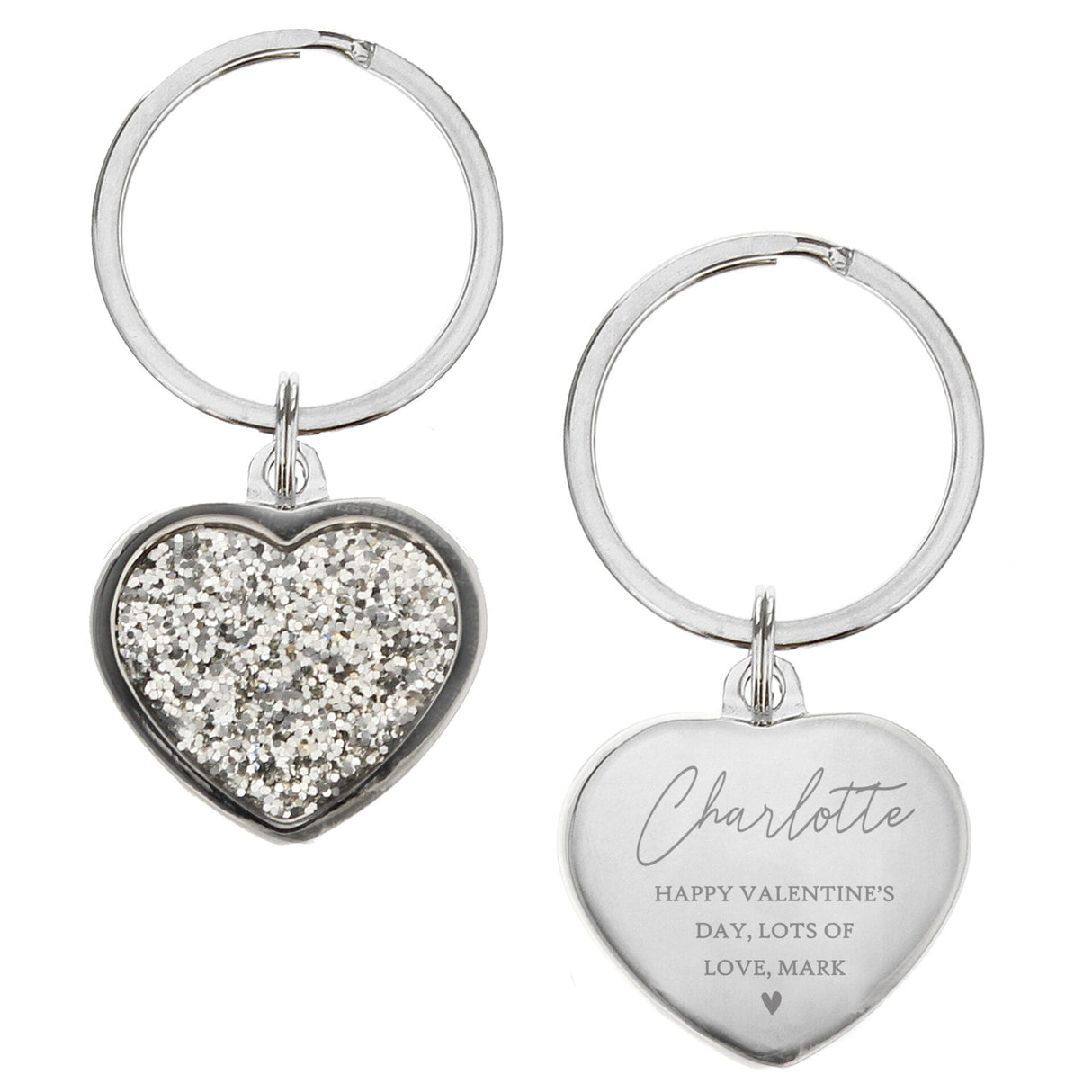 Personalised Name and Message Diamante Heart Keyring: 5 - Keyrings By Gift Moments